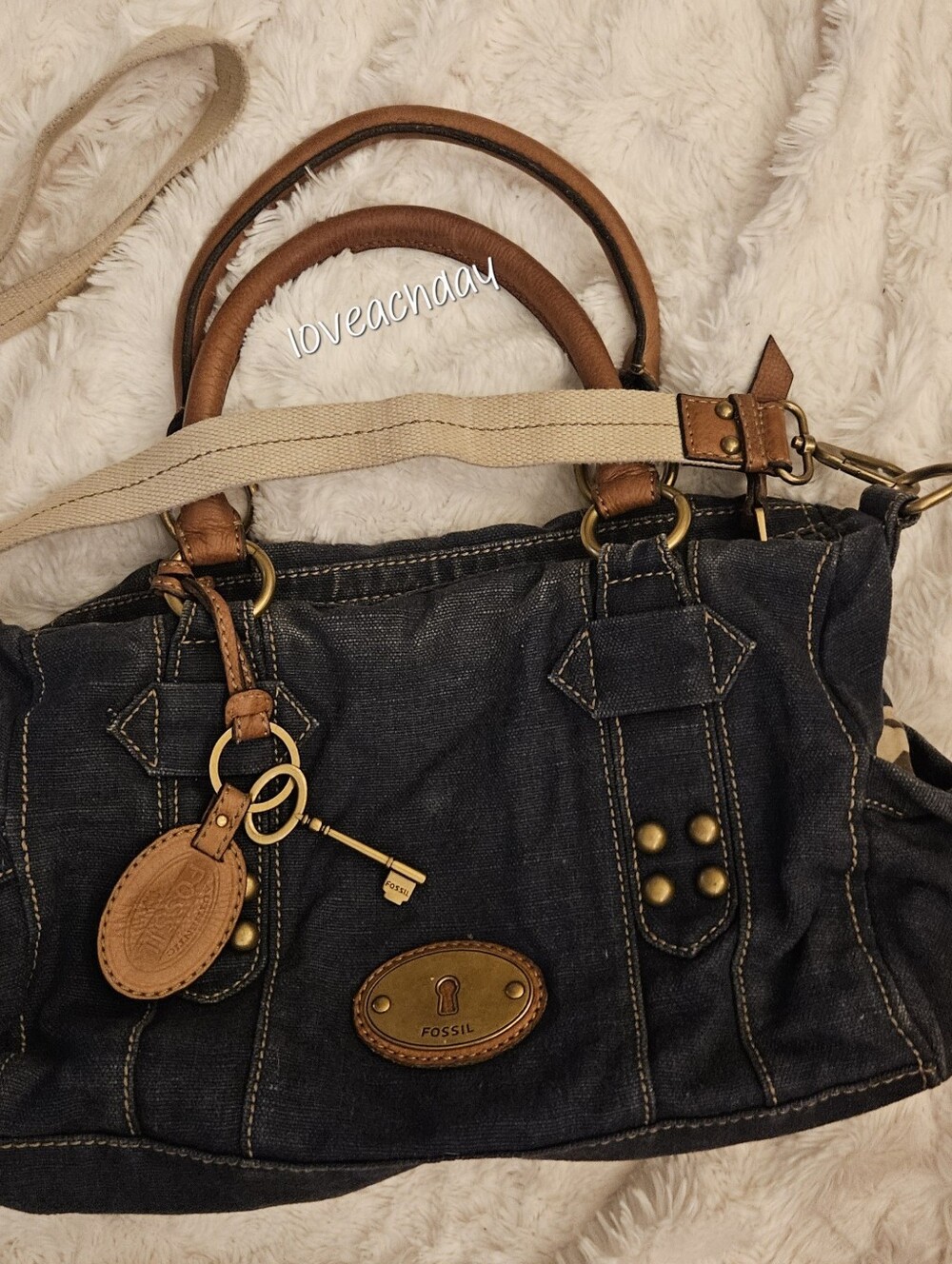 Vintage☆Fossil Denim Satchel Bag